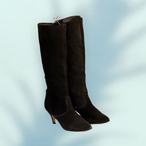 Women Vintage Suede Black Tall Riding Boots By Latinas Size 6B/ Women Pointy Toe